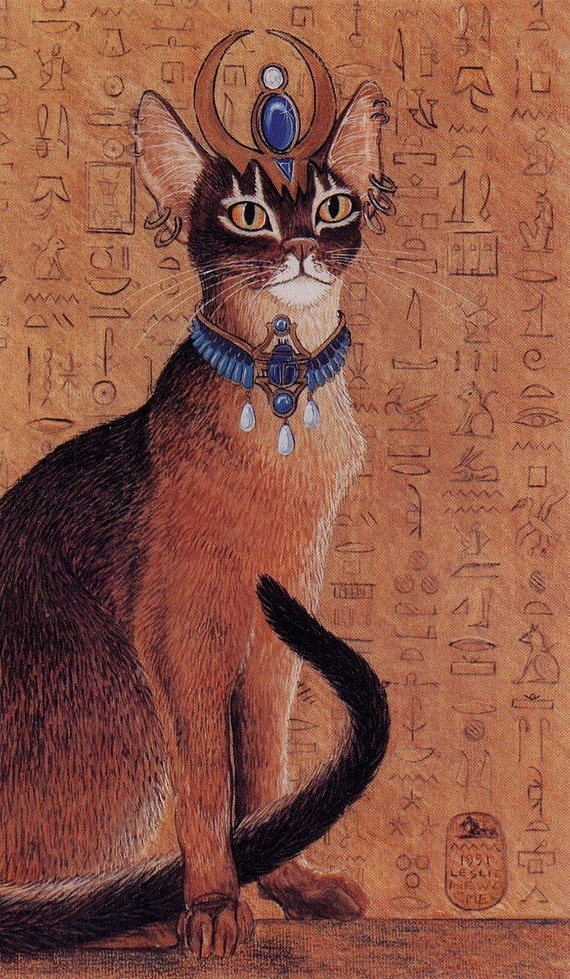 Egyptian Abysinnian Cat With Headdress Print Of By Eyedeas On Etsy