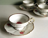 Vintage Cup and Saucer, Hutschenreuther Dundee Rose China Teacup Shabby Chic - CalloohCallay