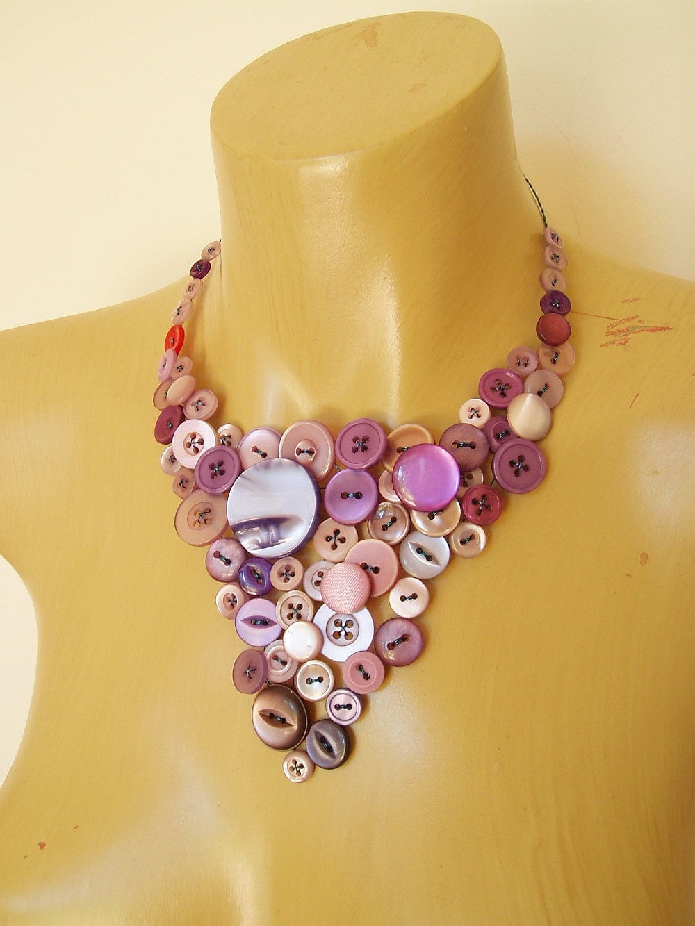 Purple button statement necklace - Majestic