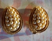 SALE Kramer Gold and Pearl Clip-on Earrings