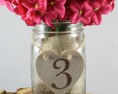 Rustic Wooden Heart Table Numbers with FREE SHIPPING