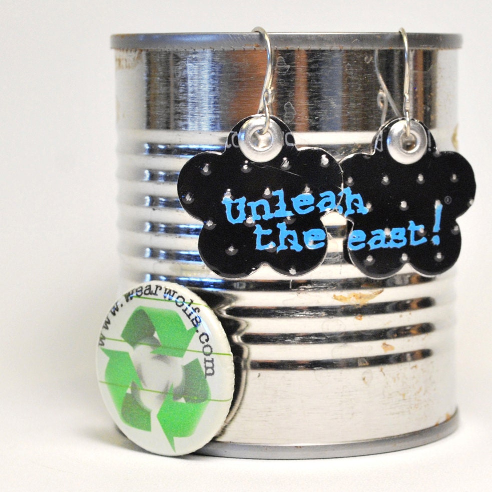 Recycled Jewelry Monster Drink Flower Earrings From Upcycled Aluminum