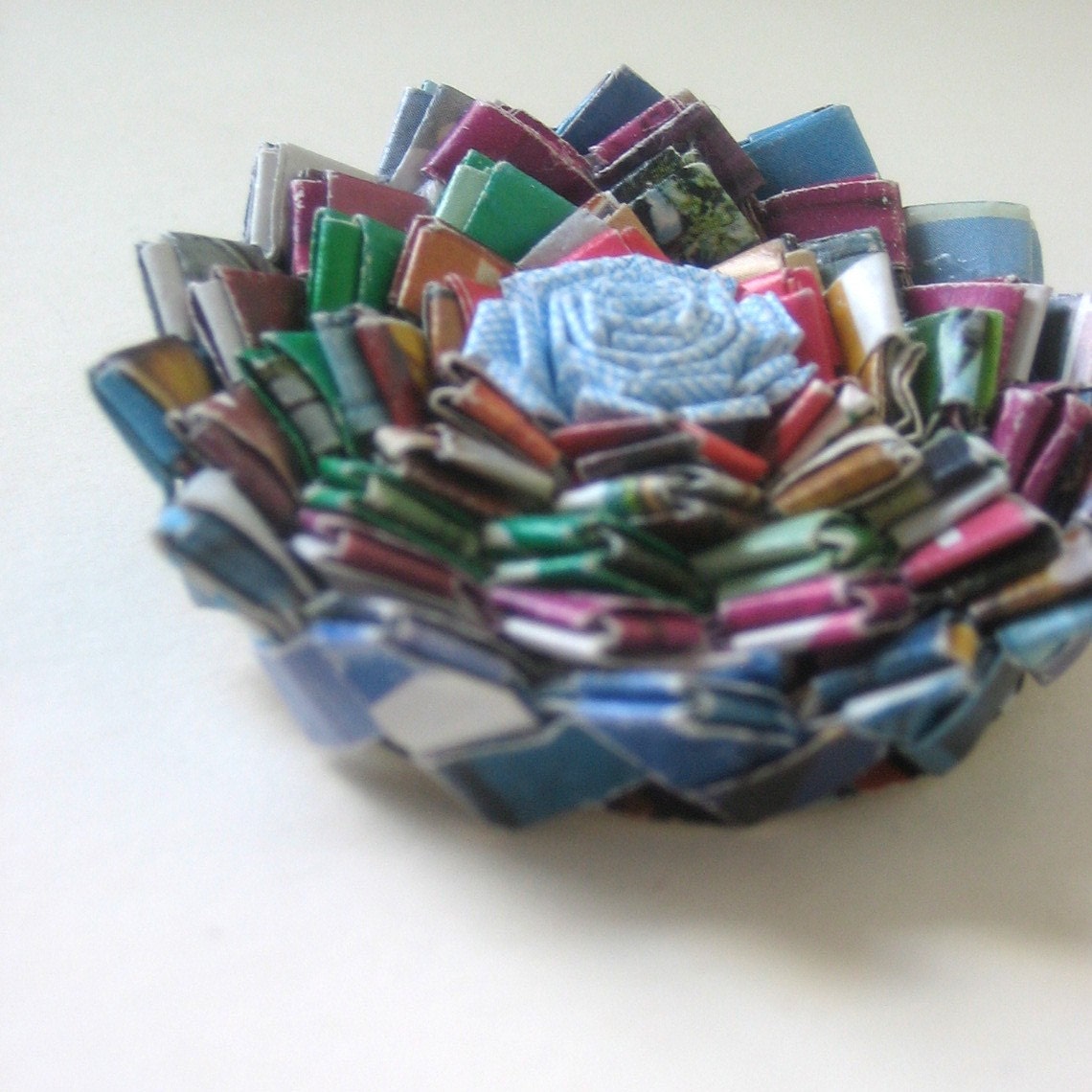 Eco-Chic Zinnia Pin Made with Junk Mail, Catalogs & Magazines