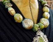 Opalescent goddess worthy Venetian artisan beads and Patagonian pendant