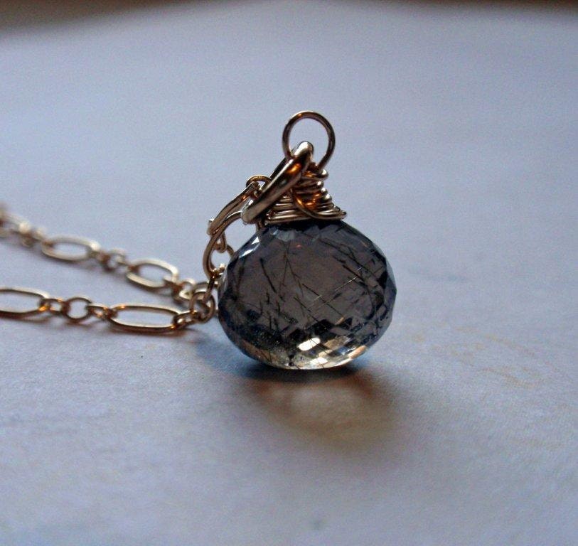 SALE Golden Rutilated Quartz Necklace in 14K Gold Fill