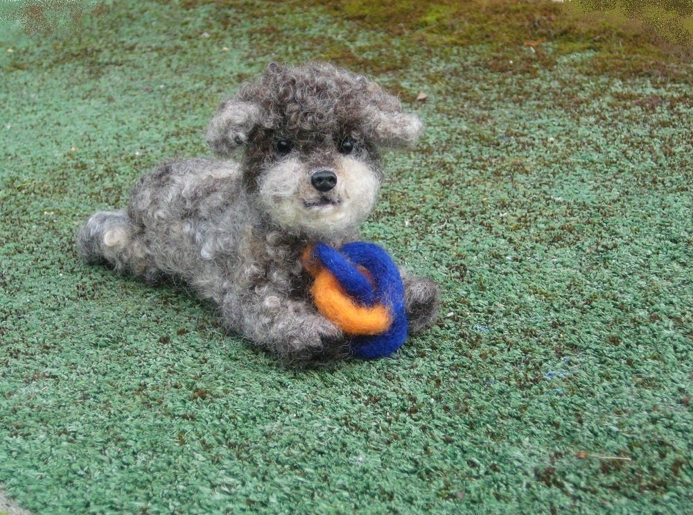 Ooak Needle Felted Artist handmade puppy dog Wool Miniature Sculpture of your dog / poseable