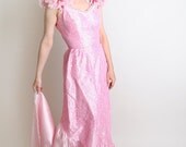1980s Barbie Dress Classic Cotton Candy Pink Prom Gown - XS Small Ballgown Lace Style Sweetheart