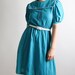 Vintage Polka Dot Dress 1980s Turquoise Dress Dolly Teal Small