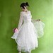 Vintage 50s Wedding Gown Dress White Tulle Crinoline Cupcake Scalloped Net M