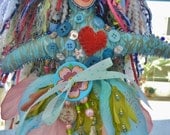 Cupid's Key Decorative Cloth Art Doll in pretty pastel colors