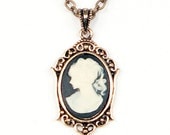 Steampunk Elegant Gothic Lolita Neo-Victorian Brass Frame Cameo Necklace by Velvet Mechanism
