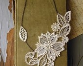 lace necklace -MARICHELLE- wedding necklace- lace jewelry- ivory