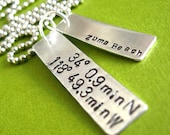 Latitude and Longitude Necklace -Hometown - personalized necklace in aluminum
