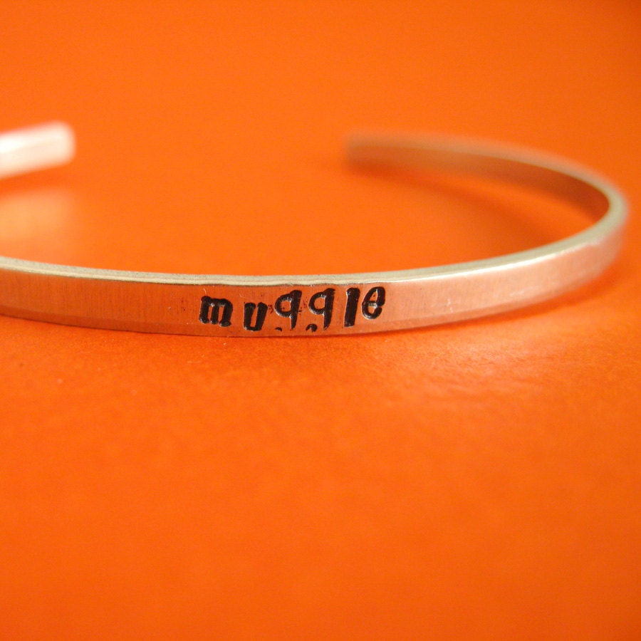 Harry Potter Bracelet -Muggle Skinny Stamped Cuff Bracelet