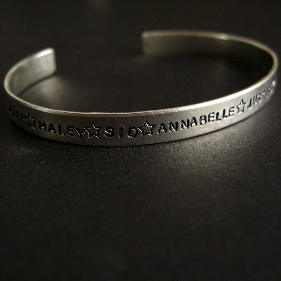 Personalized Sterling Silver Cuff Bracelet - Hand Stamped on both sides - customized