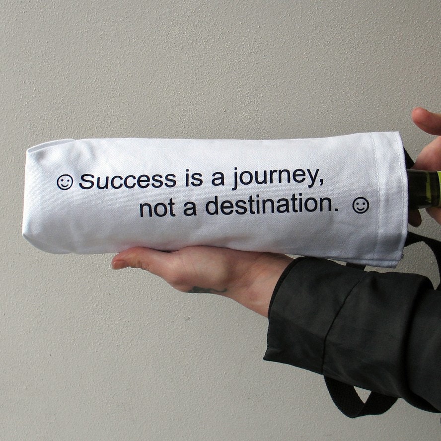 Fortune Wine Tote Bag - Success is a journey, not a destination. - eco friendly, gift for grad, Wedding Gift, typography, graduation