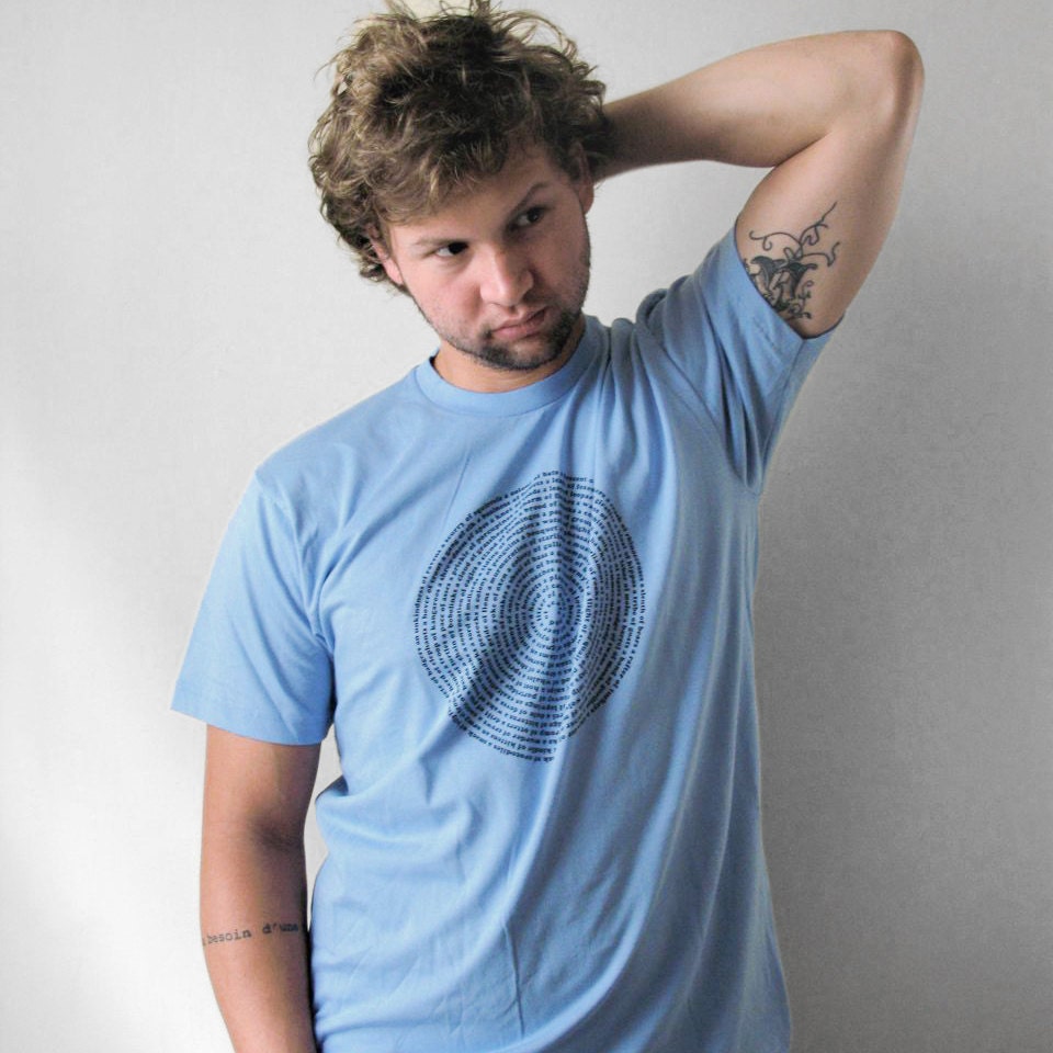 Mens t shirt S/M/L/2XL- American Apparel powder blue mens tshirt - mans tshirt, gift for him, spring fashion - Animal Collective Nouns