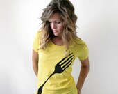 Womens Spring Fashion food t shirt M/L sunshine yellow American Apparel tshirt, Mothers Day gift