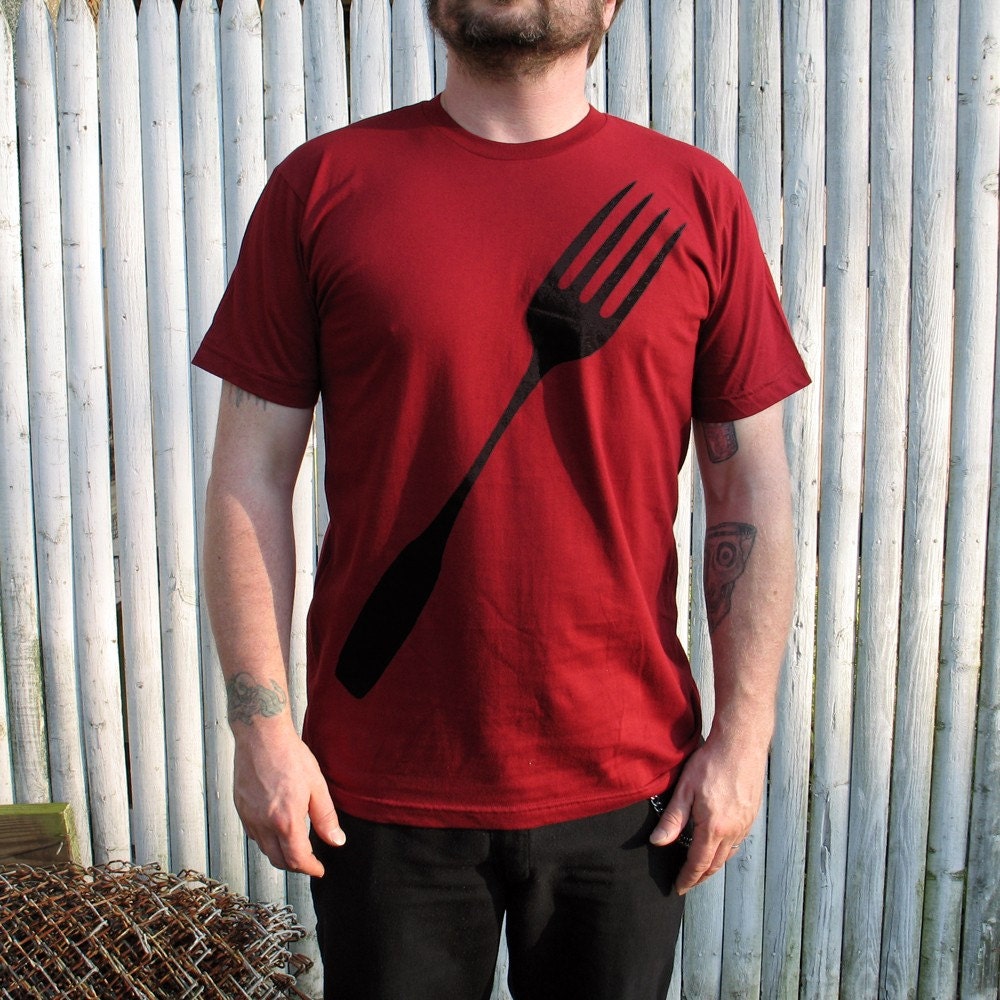Foodie Mens Tshirt n in Cranberry Red / size Small - clothing t shirt gourmet chef