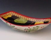 Serving Bowl - Parisian Pear Large Scooped Serving Dish - Colorful Ceramic Pottery Serving French Country Home Decor Gifts   PP-296