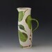 Tall Pitcher - Pear Tall Pitcher White - Handpainted Green Pear Pottery for Serving Home Decor Gift P-361W