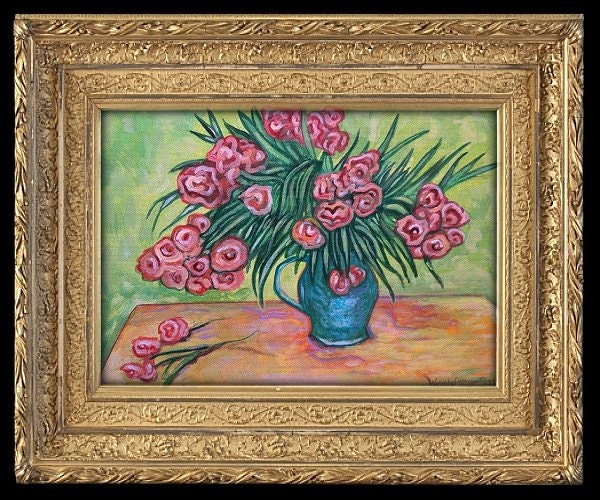 Impressionist FLORAL PAINTING - Original Stylized Painting by Wendy Presseisen - a Vincent Vignette - like Van Gogh