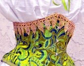 Green Silk Underbust Corset- Victorian Clothing