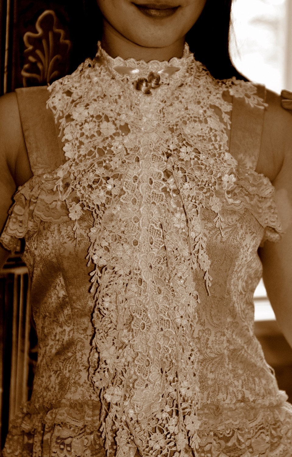 Lace jabot, accessories, Lace Scarf, Ruffle, Neck Tie, Steampunk
