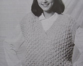Vintage knitting pattern, sleeveless vest 80s, women