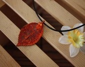 Rose Leaf Pendant Gift, Real Leaf Necklace Rose Leaf Iridescent Copper, 3
