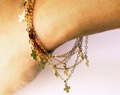 Tiny Cross Necklace or Wrap Bracelet - Long 52 inch strand - Sterling Silver