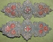 French Fleur de lis Victorian era  1800's Vintage Die Cast Metal art Nouveau style , Architectural relic antique Furniture Embellishments