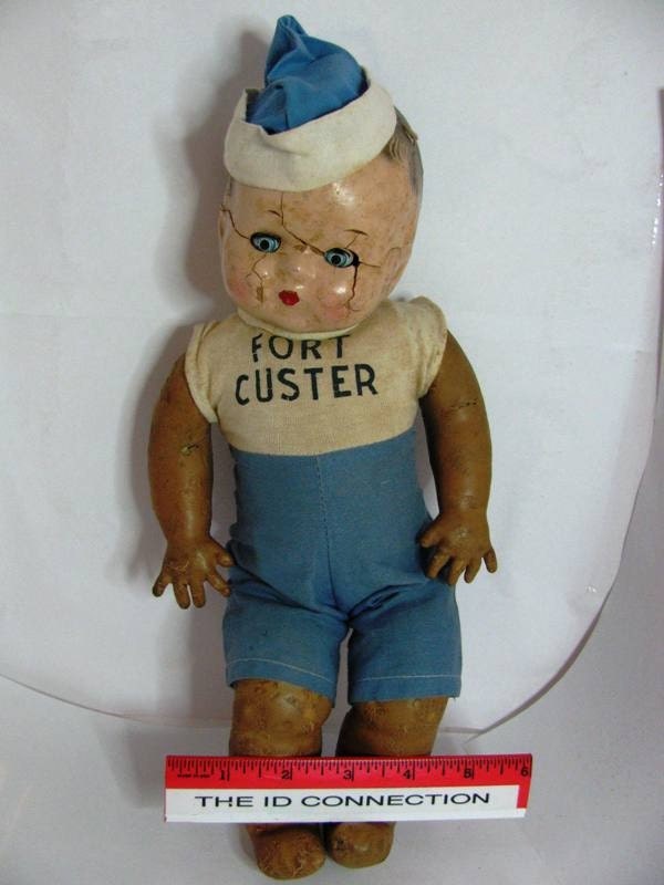 DOLL, Vintage Rubber Doll, Fort Custer, Sailor Boy, Doll Baby by Play Thing 78H