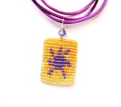 Tangled Sun Lantern At Last I See the Light Rapunzel Inspired Beaded Necklace Purple Gold Amber