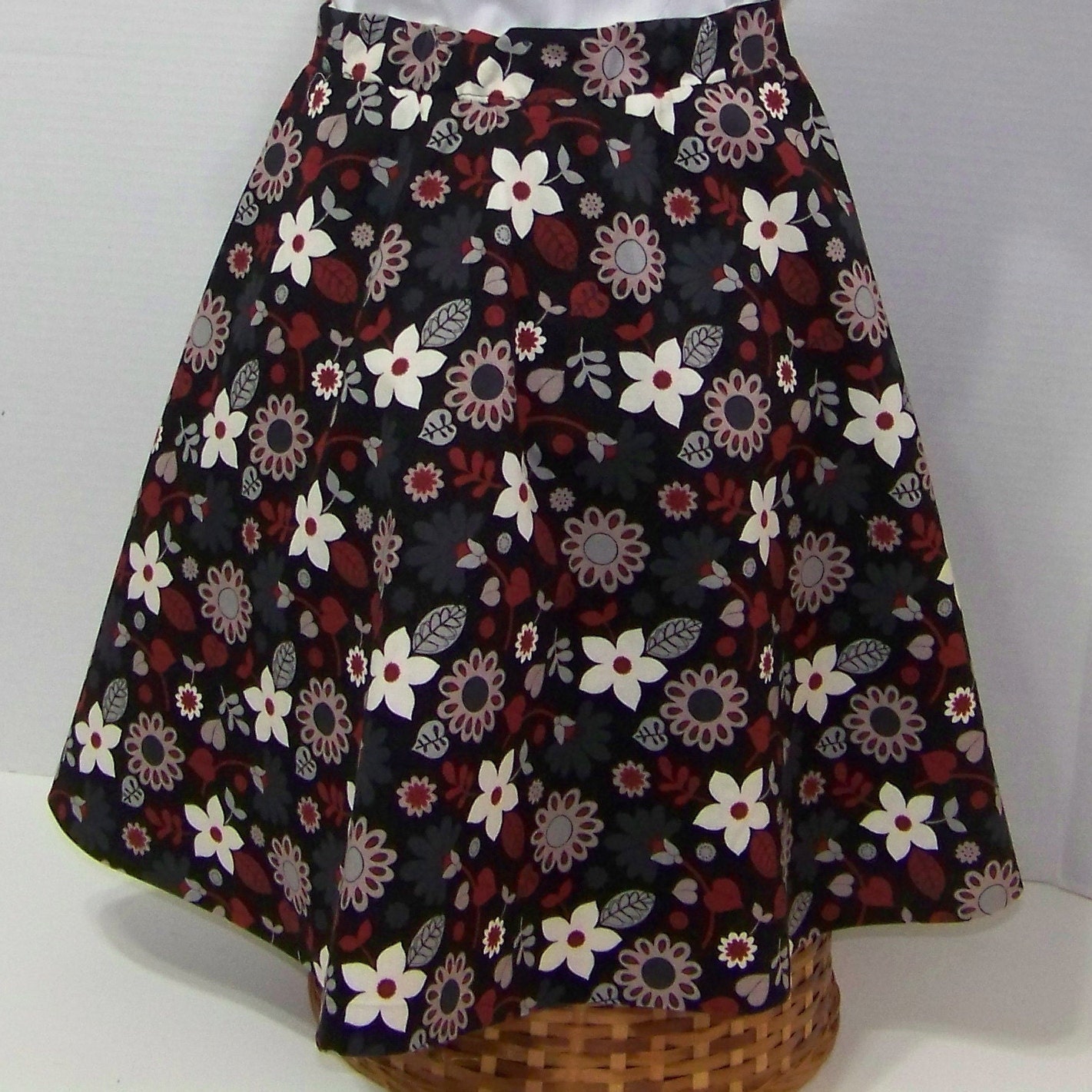 Skirt Girls Black Girls Skirt Black Cotton with White Flowers Size 3 Size 4 Size 6 Size 8 Size 10