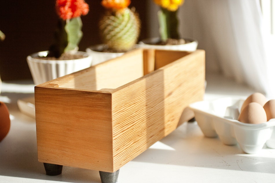 Gift Pack of Three Large Wood Herb Planters