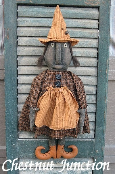 Wanda Witch ePattern -primitive halloween black doll pattern - PDF - 3.99
