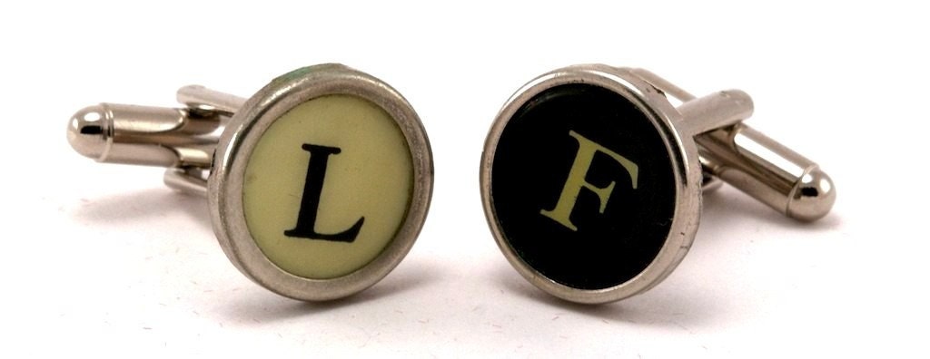 Typewriter Cuff Links - Men's Cufflinks Black & White Keys - You Choose