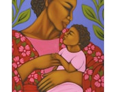 Mother & Child Folk Art Print of Ethnic African Painting Wall Decor by Tamara Adams