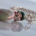 Watermelon Jade Pendant Necklace Swarovski Crystal Pink Green Sterling Silver Chain 1164