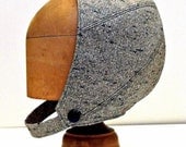 Aviator Cap in Vintage Gray Wool and Silk - Made to Order