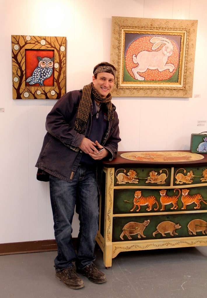 Lions Tigers & Bears Folk Art Dresser by Dee Sprague