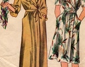 Vintage 1940s Simplicity 4498 Housecoat and Dress Frills Sewing Pattern  Size 12 Bust 30