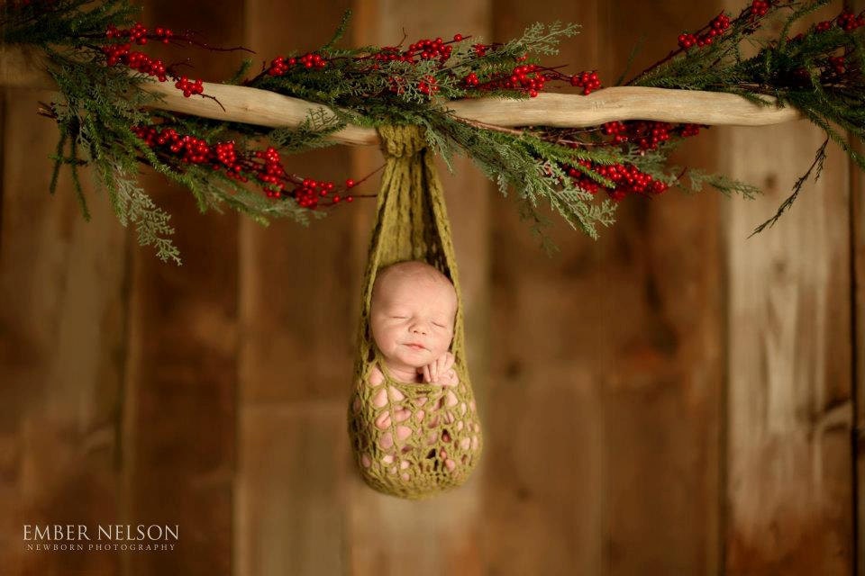 Newborn Portrait Crochet Heavenly Stork Pouch Sling - Handmade Photography Prop