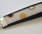 Earth Toned Modern Circled Fabric Wristlet Keychain FOB