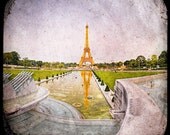 Paris Eiffel Tower, Lanscape photography, Paris decor, Paris Photography, Paris photo, yellow and gray,  6x6 (15x15cm)