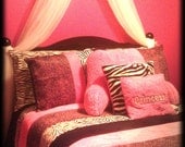Zebra Bed Canopy Crib Crown HOT Pink Animal Print SaLe Embroidered Bedroom Decor