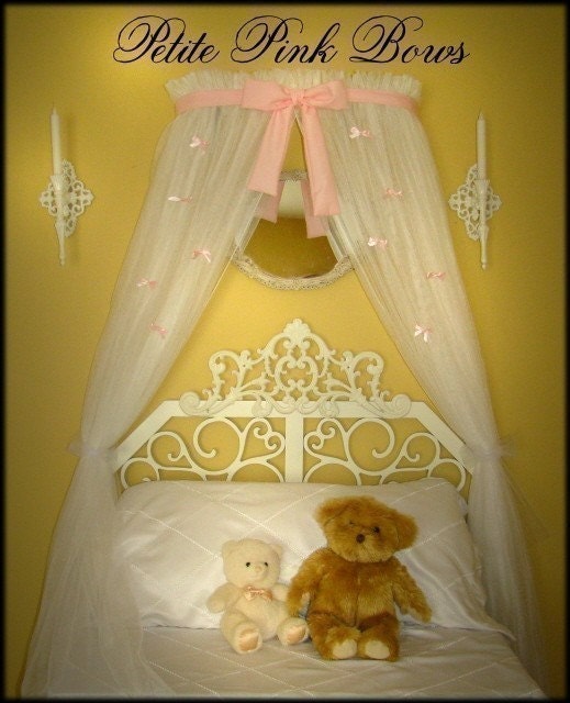Crown Princess Bed Canopy Pink Petite Bows with sheers SALE