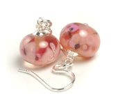 Pink Lampwork Glass Earrings - Cherry Blossom - UK SRA