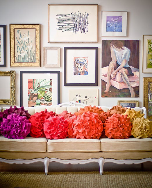 Custom color ruffle rose pillow MEDIUM - as seen on Apartment Therapy